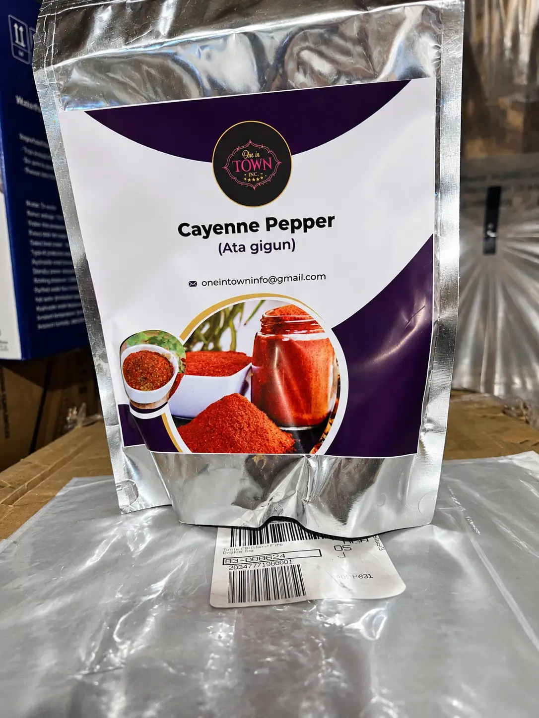 Pack of dried grinded cayenne peppers