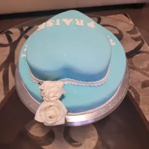 Two-Tier Sky Blue Fondant Cake