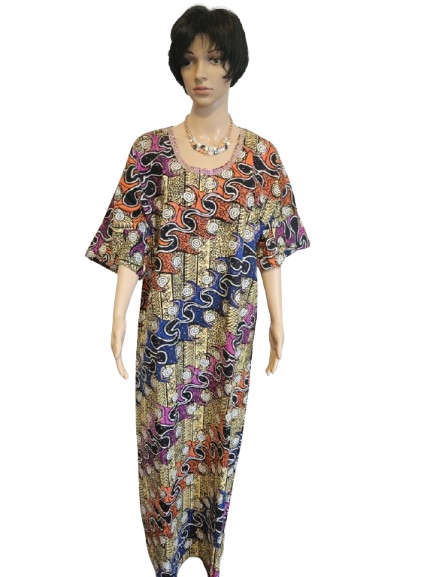 Multicolor Swirl Print Maxi Dress with Beaded Trim