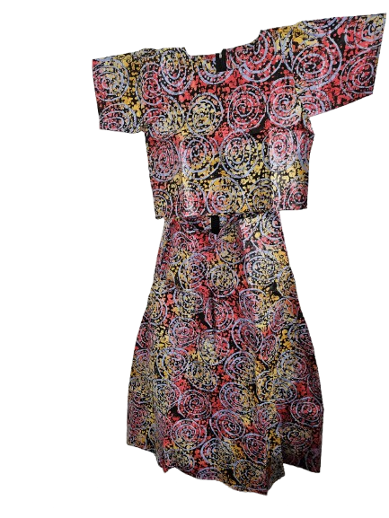 Two-Piece Swirl Print Crop Top & Maxi Skirt Set